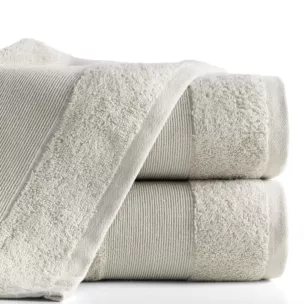 Ręcznik do rąk 30x50 cm bawełniany kolor beżowy z ozdobną błyszczącą bordiurą 500 g/m2 ZOJA