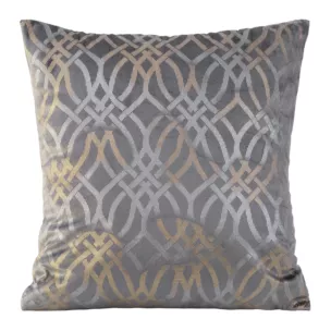 Poszewka na poduszkę 40x40 cm welwetowa kolor stalowy z złotym nadrukiem ARETA