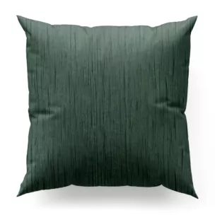 Poszewka szyta ciemnozielona z tkaniny welwetowej w pionowe prążki, wykończona obciążnikiem