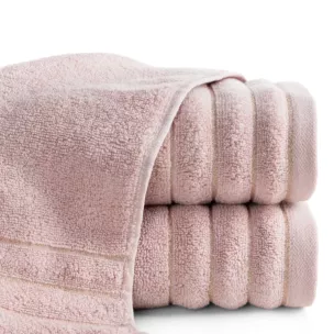 Ręcznik kąpielowy 50x90 cm bawełniany kolor pudrowy z błyszczącą bordiurą 500 g/m2 NADINE