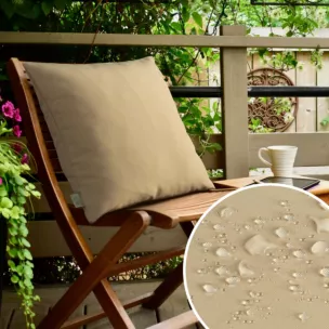 Poszewka na poduszkę 45x45 cm z gładkiej tkaniny wodoodpornej beżowa idealna do ogrodu i na taras GARDEN