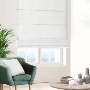 Roleta rzymska LUXOR biała z eleganckiej lśniącej tkaniny o drobnym splocie