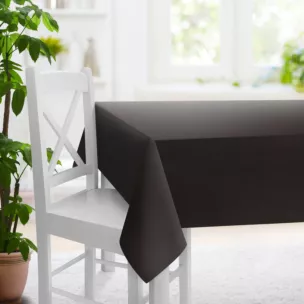 Obrus szyty ciemnobrązowy z jednokolorowej gładkiej tkaniny