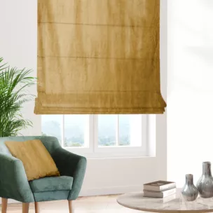 Roleta rzymska SAFARI złota z miękkiej welwetowej tkaniny z połyskiem