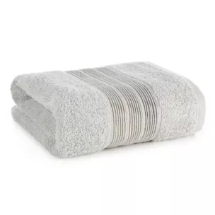 Ręcznik kąpielowy 50x90 cm bawełniany kolor srebrny w poziome paseczki 500 g/m2 VERANO