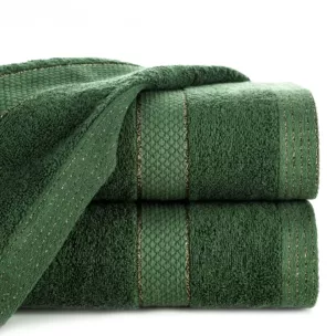 Ręcznik kąpielowy 70x140 cm bawełniany kolor zielony z bordiurą w paseczki 500 g/m2 BARI