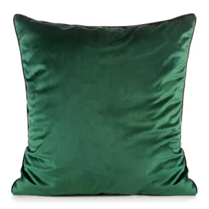 Poszewka na poduszkę 60x60 cm welwetowa kolor ciemnozielony o delikatnym połysku z ozdobną lamówką GAJA 2