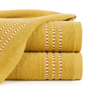 Ręcznik do rąk 30x50 cm bawełniany kolor musztardowy z ozdobnym stębnowaniem na bordiurze 500 g/m2 FIORE