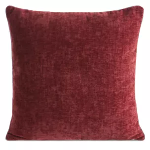 Poszewka na poduszkę 45x45 cm czerwona szenilowa zdobiona srebrną lamówką MARY