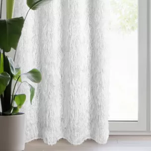 Firana biała z etaminy zdobiona moherową nicią 140x250 cm przelotka MARGARET