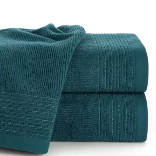 Ręcznik do rąk 30x50 cm bawełniany kolor ciemnoturkusowy zdobiony błyszczącą bordiurą 500 g/m2 LARI
