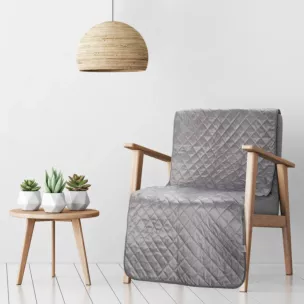 DESIGN 91 Narzuta na fotel LUIZ 5 welwetowa pikowana metodą hot press w geometryczny wzór