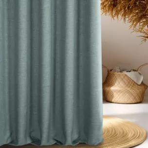 Zasłona szyta na taśmie 5 cm niebieska z tkaniny zaciemniającej typu dimout o naturalnym splocie, z efektem melanżu