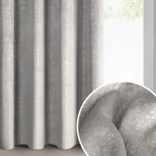 Zasłona srebrno, złota z welwetu zdobiona błyszczącym nadrukiem 135x250 cm złote przelotki - BETHY