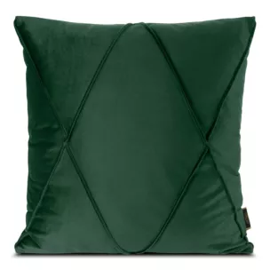 Poszewka na poduszkę 45x45 cm welwetowa ciemnozielona z geometrycznym przeszywanym wzorem NALA 1 Eurofirany Premium