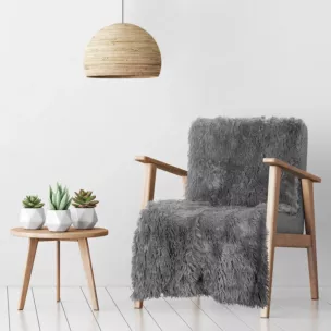 Narzuta na fotel-koc o strukturze miękkiego futra 70x160 cm srebrna TIFFANY Design 91