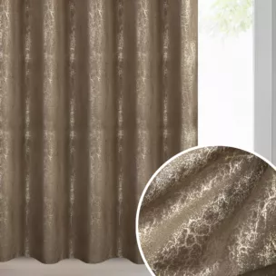 Zasłona brązowo, szampańska welwetowa z błyszczącym nadrukiem 140x250 cm taśma - INGRID