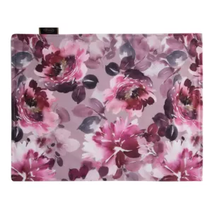 Komplet podkładek 4 szt 30x40 cm różowo, pudrowy dwustronnych welwetowych VELVET 1 z nadrukiem barwnych kwiatów