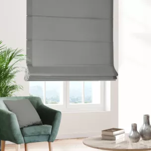 Roleta rzymska ciemnoszara z gładkiej tkaniny typu dimout