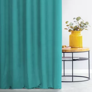 Zasłona szyta na taśmie 5 cm ADESSA ciemnoturkusowa z miękkiej tkaniny o welurowej strukturze