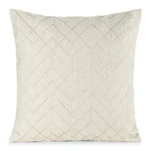 Poszewka na poduszkę 45x45 cm kolor naturalny z złotym geometrycznym haftem MILA