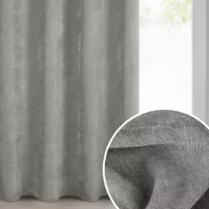 Zasłona stalowa z szenilowej tkaniny o strukturalnym splocie 140x250 cm przelotka - VANI
