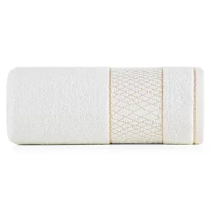 Ręcznik do rąk 30x50 cm bawełniany kolor kremowy z geometrycznym motywem 500 g/m2 ROSA