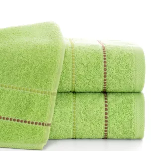 Ręcznik do rąk 30x50 cm bawełniany kolor jasnozielony z kontrastującymi paseczkami 500 g/m2 SUZI