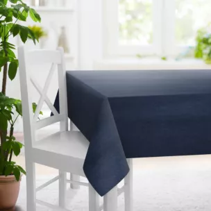 Obrus szyty VISCAYA granatowy z melanżowej i miłej w dotyku tkaniny