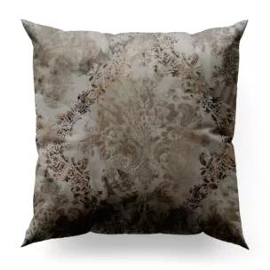 Poszewka szyta beżowo złota z grubej welwetowej tkaniny w elegancki ornamentowy wzór Italissima Eva Minge