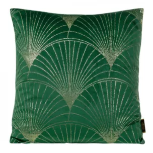 Poszewka na poduszkę 45x45 cm welwetowa kolor ciemnozielony ze złotym nadrukiem BLINK 21