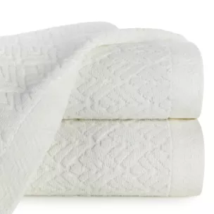 Ręcznik kąpielowy 50x90 cm z bawełny egipskiej kolor kremowy z wytłaczanym wzorem SCARLET - kolekcja FOREST SUMMER