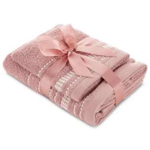 Zestaw ręczników bawełnianych na prezent 2 szt kolor różowy 500 g/m2 JOLY