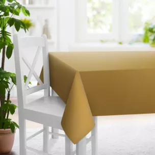 Obrus szyty musztardowy z gładkiej tkaniny typu blackout