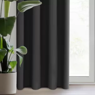 Zasłona czarna z gładkiej tkaniny zaciemniającej typu - BLACKOUT 135x250 cm przelotka - PARISA - Design 91