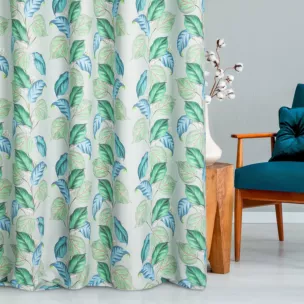 Zasłona szyta na taśmie 5 cm wielokolorowa z tkaniny bawełnianej o naturalnym płóciennym splocie