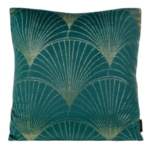Poszewka na poduszkę 45x45 cm welwetowa kolor ciemnoturkusowy ze złotym nadrukiem BLINK 21