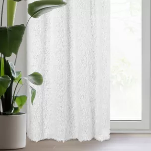 Zasłona biała zdobiona futerkiem 140x250 cm przelotka - MARION