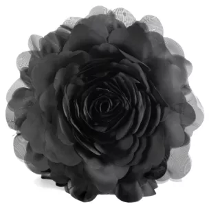 Okrągła poszewka o średnicy 40 cm czarna z ozdobnym kwiatem 3D FLORES 6