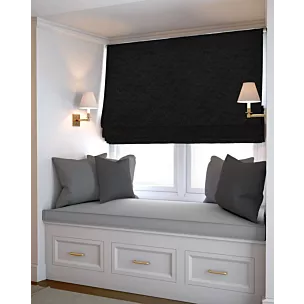 Roleta rzymska DORA - HIT czarna z miękkiej tkaniny o welurowej strukturze