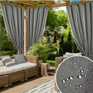 Zasłona stalowa z wodoodpornej tkaniny idealna do ogrodu i na taras 155x220 cm szelki/rzep GARDENIA