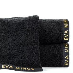 Ręcznik do rąk 30x50 cm bawełniany kolor czarny z haftowanym logiem Eva Minge 550 g/m2 VENUS