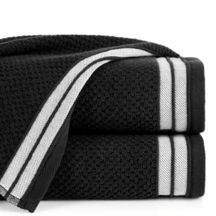 Ręcznik do rąk 50x90 cm bawełniany kolor czarny w pasy 500 g/m2 MADLEN