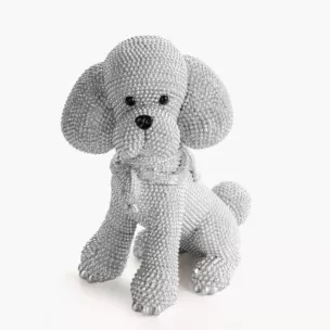 Figurka srebrna pies  o drobnym strukturalnym wzorze 15x10x19 cm ELDO