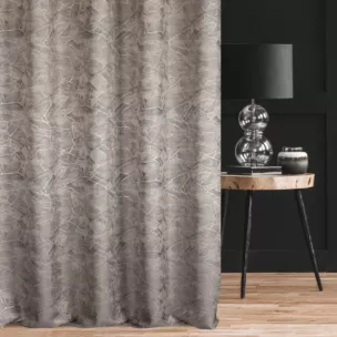 Zasłona szyta na taśmie 5 cm stalowa z tkaniny z wzorem przetykanym błyszczącą nicią