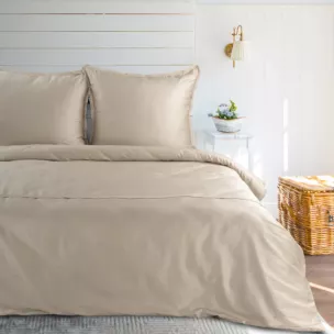 Pościel 220x200 cm z satyny bawełnianej kolor beżowy zdobiona elegancką koronką RETRO 5