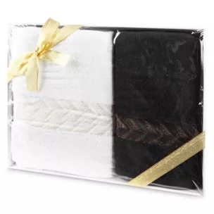 Zestaw ręczników bawełnianych na prezent 2 szt kolor biały, czarny 450 g/m2 GLOW