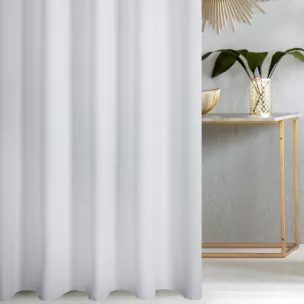 Firana szyta na taśmie 5 cm biała z delikatnej tkaniny z bambusową nicią, antybakteryjna i ekologiczna.