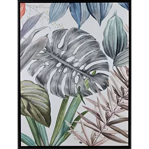 Obraz COLORS 2 barwne egzotyczne liście z akcentami złota i srebra, nadruk na płótnie w czarnej ramie