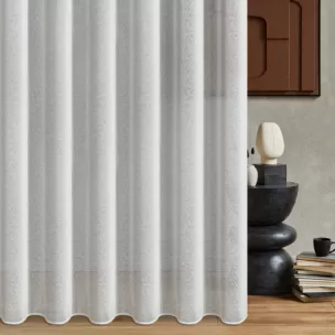 Firana szyta na taśmie 5 cm naturalna z miękkiej matowej tkaniny o strukturze siatki